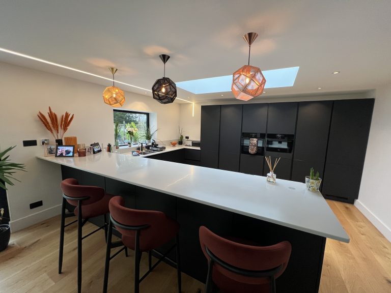Modern fitted kitchen designed and installed by Preston & Co in Wiltshire